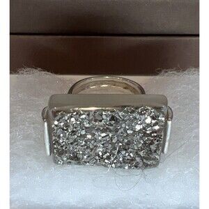 Silver Druzy Quartz Ring Sterling Silver 925 Brazil Sz 8.25 13.3 Grams S…